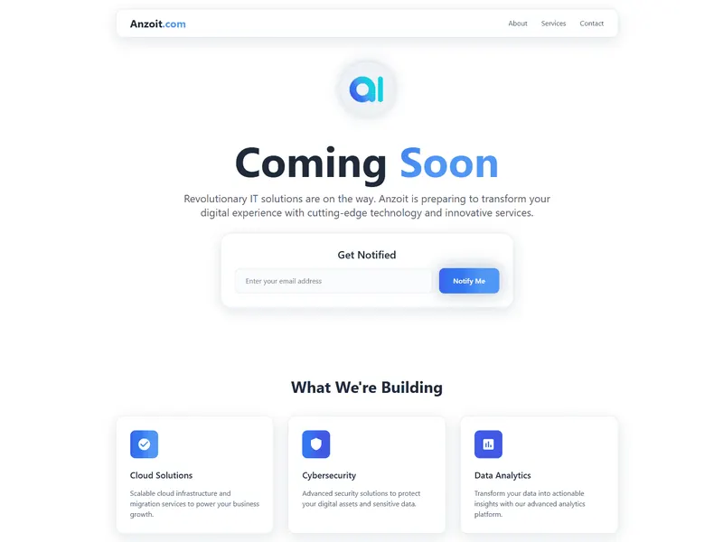 ANZO IT "Coming Soon" homepage